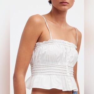 Madewell White Smocked Bustier Top - Size XL - Feminine Romantic, Cottagecore